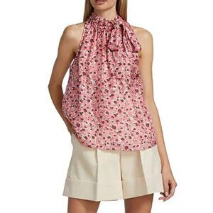 Ramy Brook Marley Abstract Floral High Neck Silk Blend Top Size XS